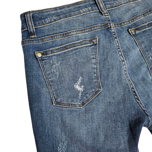 Judy Blue Skinny Fit Jeans 11/30 Leopard Print Patch Distressed Cropped JB8265MD - Picture 8 of 11